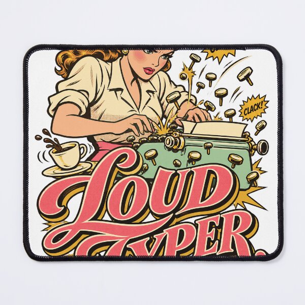 Item preview, Loud Typer Retro Pin Up Typewriter Secretary Office Coworker Keyboard Humor designed and sold by North Shore Prints.