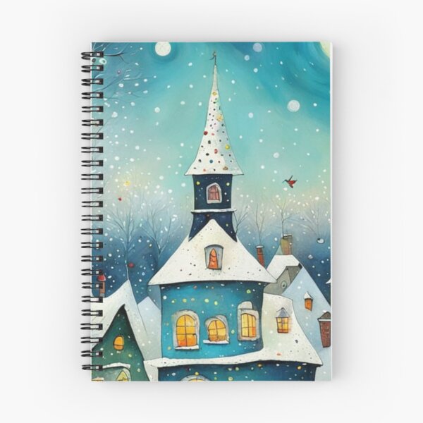 Item preview, Magical winter night whimsical houses, stars, snow,  designed and sold by Coolparrotgirl.