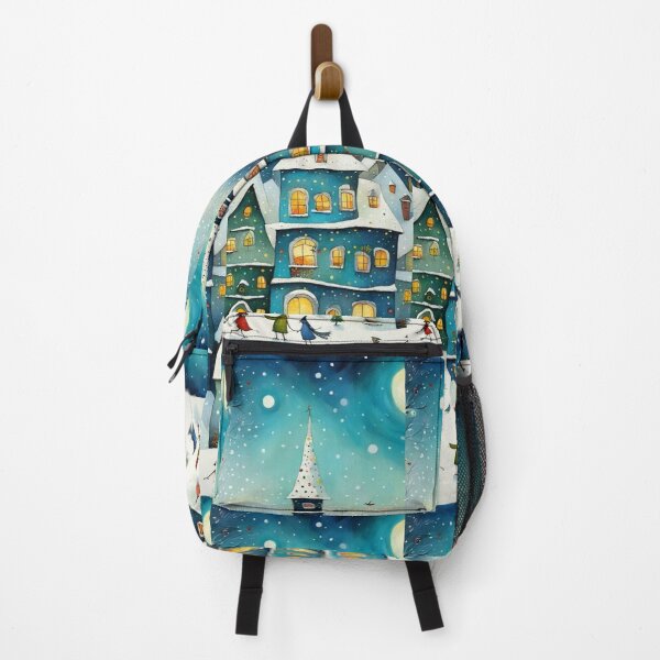 Item preview, Magical winter night whimsical houses, stars, snow, designed and sold by Coolparrotgirl.