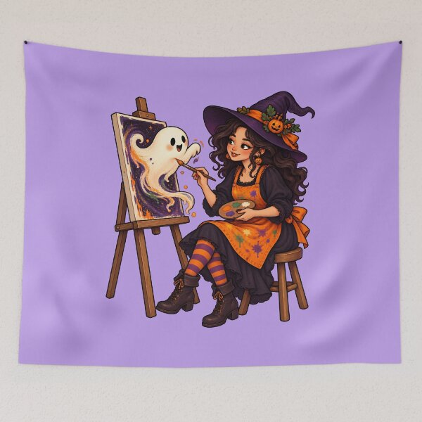 Item preview, Witch Artist and Her Canvas Ghost designed and sold by DreamagineArtDesign.
