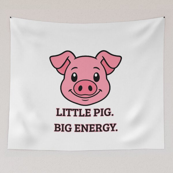 Item preview, Little Pig with Big energy, Pink Pig Head designed and sold by CraftyUniverse.