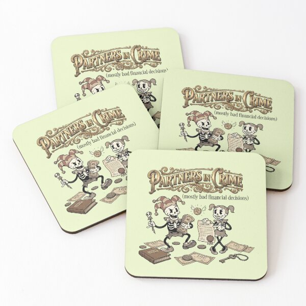 Item preview, Partners In Crime - Bad Financial Decisions Vintage Cartoon designed and sold by BARNEY AND BONNIE- THE HAPPY SKELETONS.