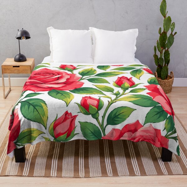 Item preview, Elegant Red Rose Floral Pattern with Green Leaves. designed and sold by MissYouONLY.