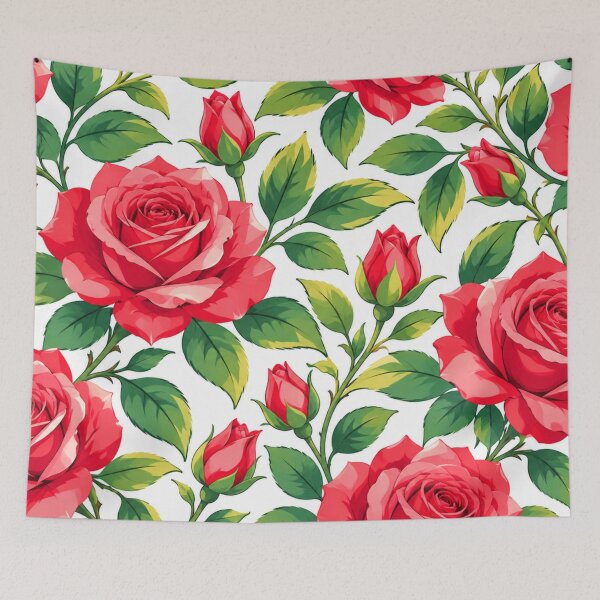 Item preview, Elegant Red Rose Floral Pattern with Green Leaves. designed and sold by MissYouONLY.