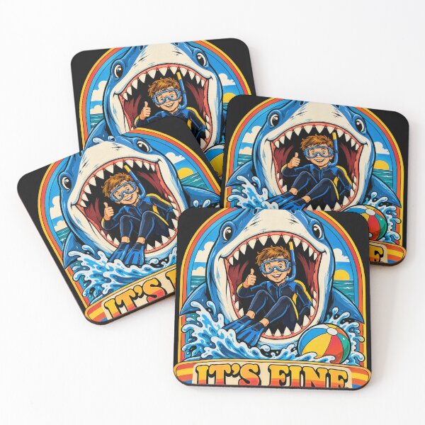 Item preview, It's Fine Funny Retro Shark Snorkeling designed and sold by Mo0o0o0oW.