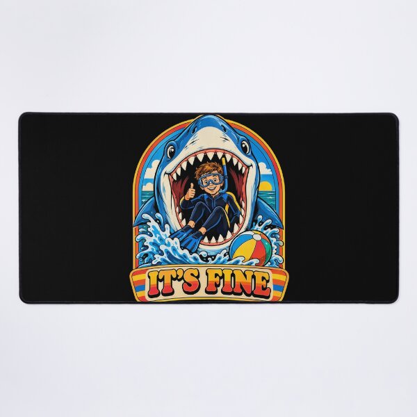 Item preview, It's Fine Funny Retro Shark Snorkeling designed and sold by Mo0o0o0oW.