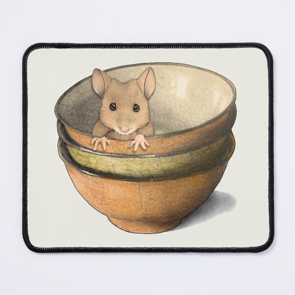 Item preview, Cute Little Mouse in Stack of Bowls Kitchen Mouse Illustration designed and sold by JoyfulWhimsy.