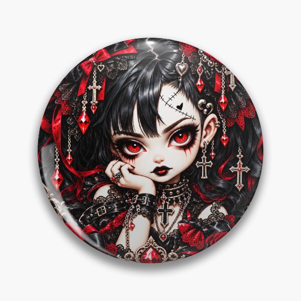 Item preview, Lilith The Stitched Heart Doll – Creepy Cute Gothic Porcelain Doll designed and sold by TheInkRaven.