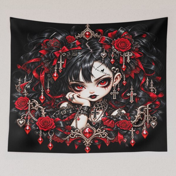 Item preview, Lilith The Stitched Heart Doll – Creepy Cute Gothic Porcelain Doll designed and sold by TheInkRaven.
