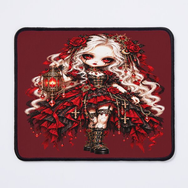Item preview, Violetta The Crimson Lantern Doll – Gothic Porcelain Doll designed and sold by TheInkRaven.