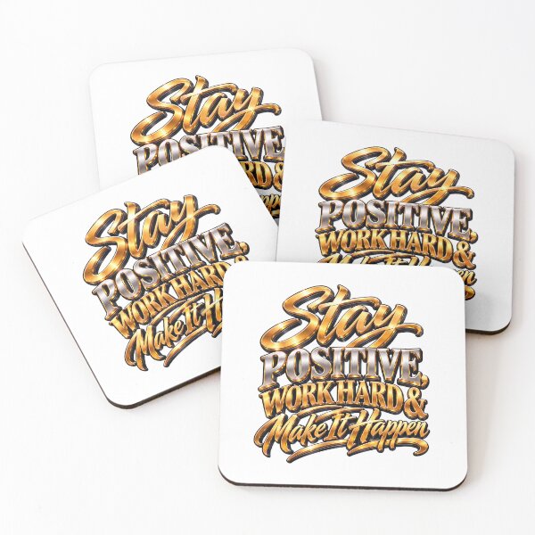 Item preview, "Stay Positive, Work Hard & Make It Happen", "Motivational T-Shirt" and "Gold Metallic Typography." designed and sold by GoodPlaceToShop.