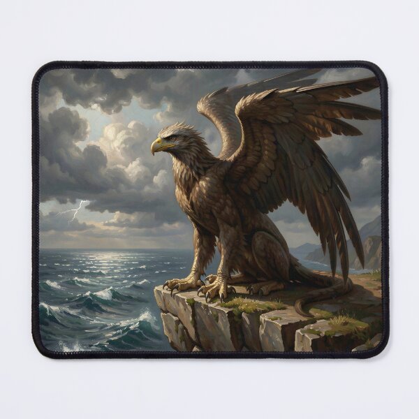 Item preview, Solitary Griffin Watching Waves Crash Against the Rocks designed and sold by Fanta-sticky.