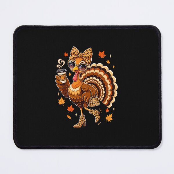 Item preview, Leopard Turkey Drinking Coffee Women Thanksgiving Turkey designed and sold by Designart68.