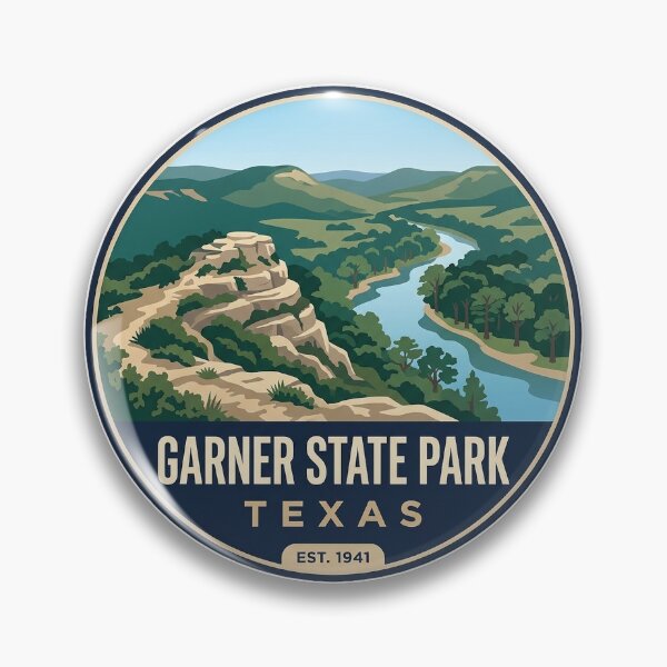 Item preview, Garner State Park Texas Hill Country View Circle Badge Sticker designed and sold by DetourDgn.
