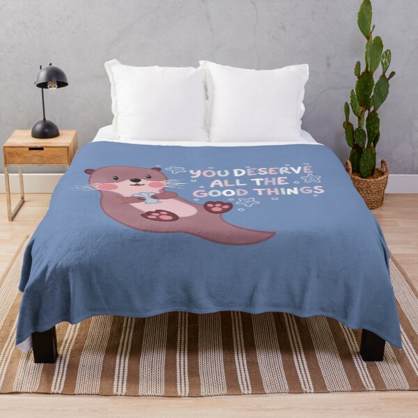 Item preview, You Deserve All the Good Things Cute Otter with Blue Seashell designed and sold by winterpumpkin.