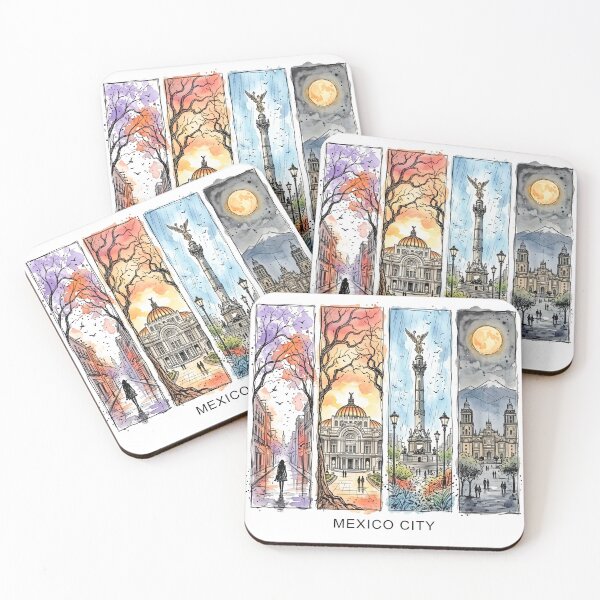 Item preview, Mexico City Watercolor Architectural Illustration designed and sold by EdwinkOne.