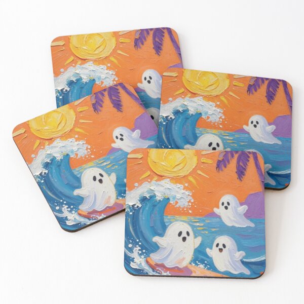 Item preview, Ghost Surfing Beach Sunset Funny Summer Halloween designed and sold by WavyCurve.