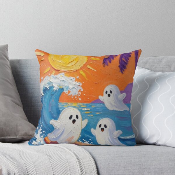 Item preview, Ghost Surfing Beach Sunset Funny Summer Halloween designed and sold by WavyCurve.