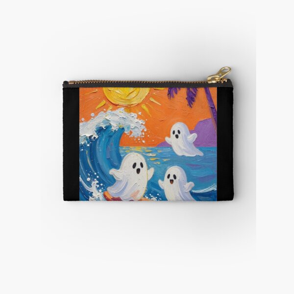 Item preview, Ghost Surfing Beach Sunset Funny Summer Halloween designed and sold by WavyCurve.