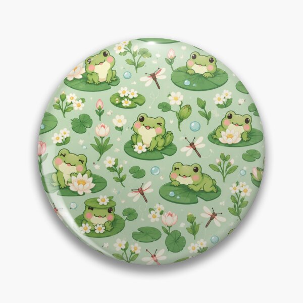 Item preview, Cute Kawaii Frogs and Lily Pads Seamless Pattern designed and sold by Epic Wear Store.