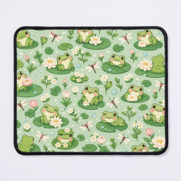 Item preview, Cute Kawaii Frogs and Lily Pads Seamless Pattern designed and sold by Epic Wear Store.