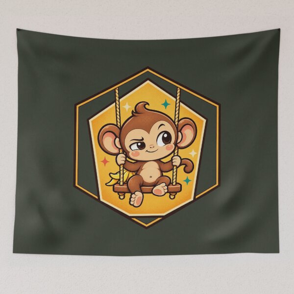 Item preview, Cheeky Swinging Monkey – Mischievous Baby Monkey Cartoon designed and sold by HOUSE OF TIST.