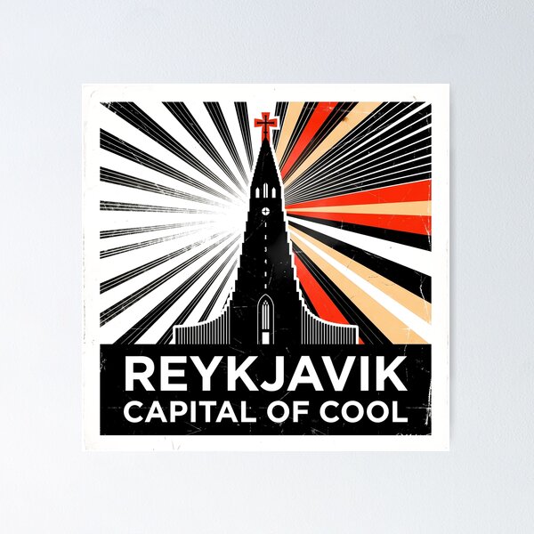 Item preview, Reykjavik Iceland Retro Travel Poster Art designed and sold by OzzFrequency.