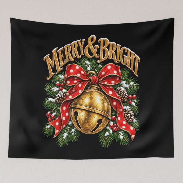 Item preview, Merry and Bright Golden Jingle Bell Christmas Holiday designed and sold by malikrosendo23.