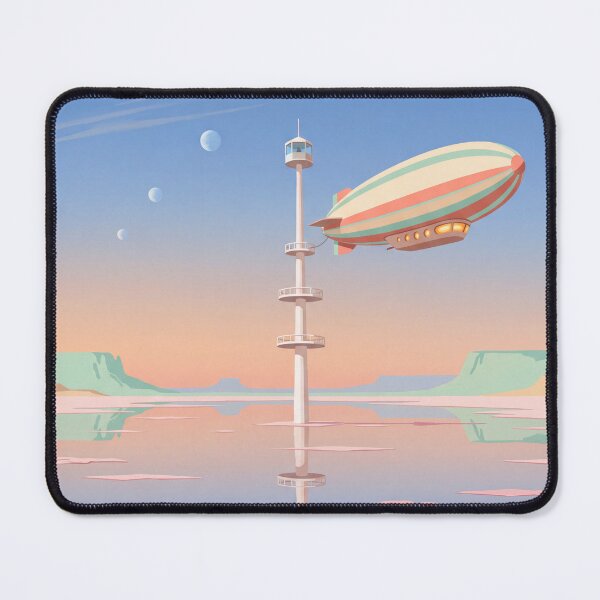 Item preview, Retro Sci-Fi Airship Over Pink Salt Flat Vintage 70s Space Age Art designed and sold by Islaelswhere.