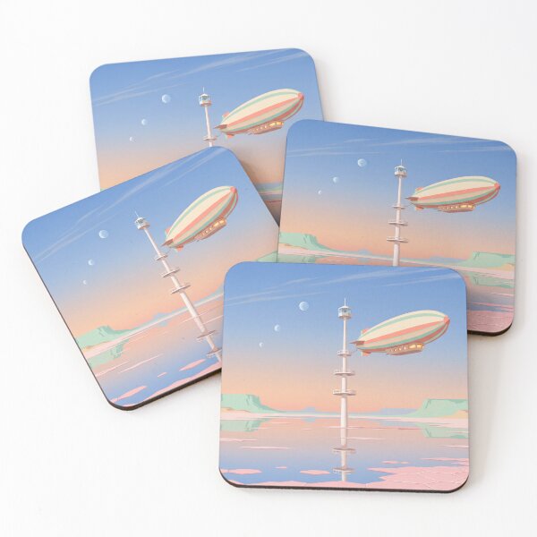Item preview, Retro Sci-Fi Airship Over Pink Salt Flat Vintage 70s Space Age Art designed and sold by Islaelswhere.