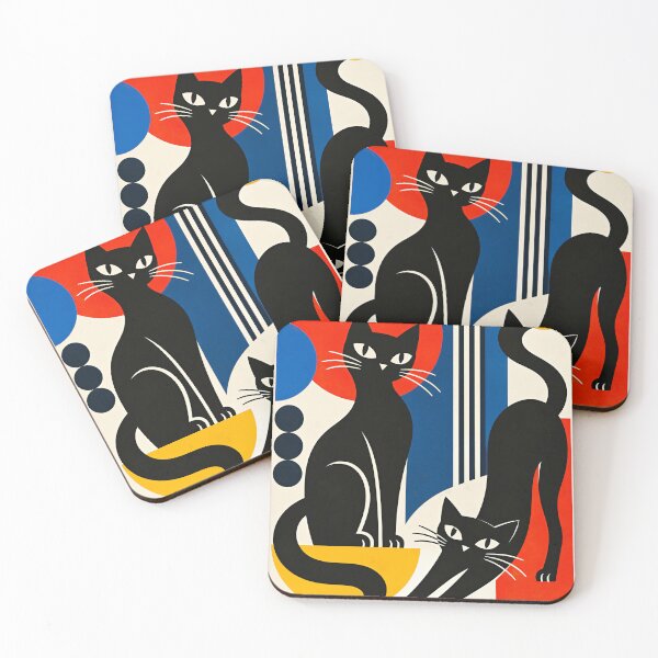 Item preview, Black Cat Geometric Poster – Mid Century Modern designed and sold by Timegraf.