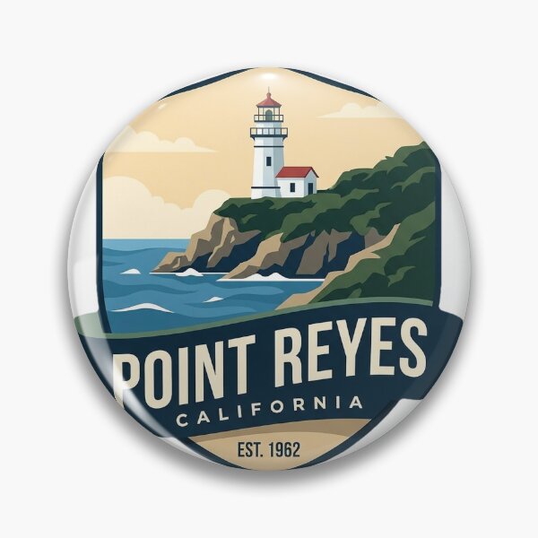 Item preview, Point Reyes California Lighthouse Cliffs Shield Badge Sticker designed and sold by DetourDgn.