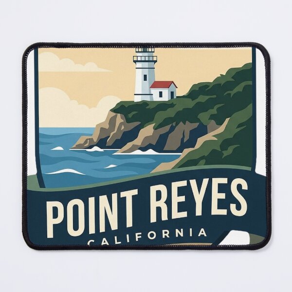 Item preview, Point Reyes California Lighthouse Cliffs Shield Badge Sticker designed and sold by DetourDgn.