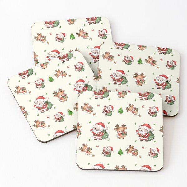 Item preview, Cute Watercolor Santa and Reindeer Christmas Seamless Pattern designed and sold by JuliaMarkStudio.