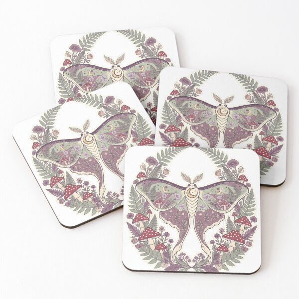 Item preview, Cottagecore Moon Moth Mushroom Botanical Art designed and sold by Laminou91.