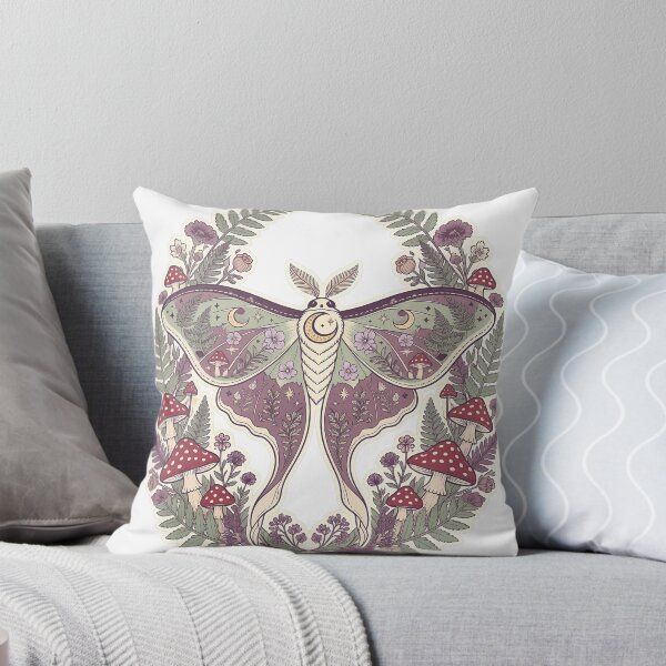 Item preview, Cottagecore Moon Moth Mushroom Botanical Art designed and sold by Laminou91.