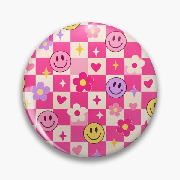 Item preview, Pink Retro Checkerboard and Smiley Faces Seamless Pattern designed and sold by Epic Wear Store.