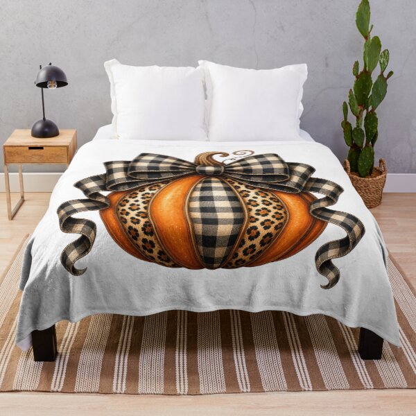 Item preview, Leopard Print Pumpkin with Buffalo Plaid Bow – Chic Fall Autumn Design designed and sold by Heather Renees Designs.