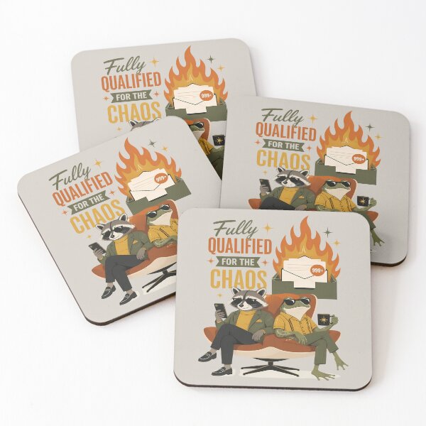 Item preview, Fully Qualified for the Chaos – Raccoon and Frog Office Humor designed and sold by Art-Arcade6.