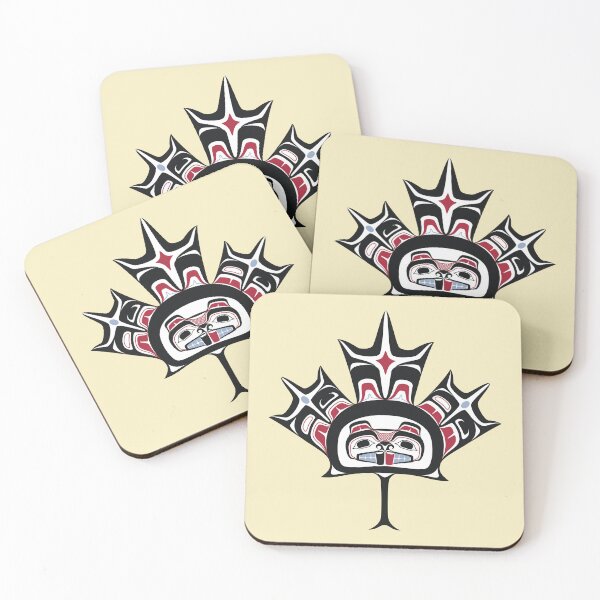 Item preview, Native American Red Black Haida Art Beaver Maple Leaf designed and sold by Digital Homestead.