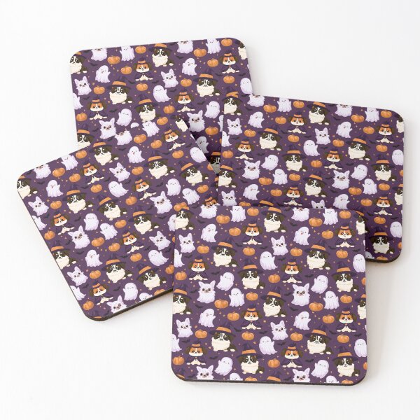 Item preview, Cute Halloween Dogs Ghosts Pumpkin Pattern designed and sold by NicolasGlowArt.