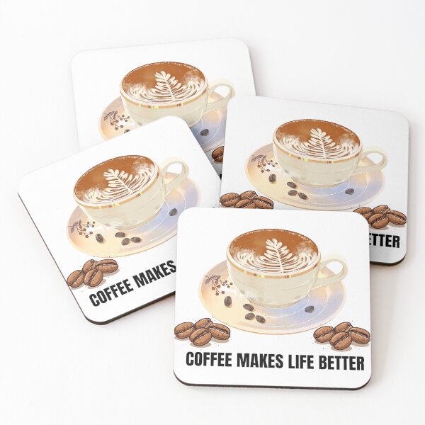 Item preview, Coffee Makes Life Better – Cute Coffee Cup and Coffee Beans Design designed and sold by walbayzon.