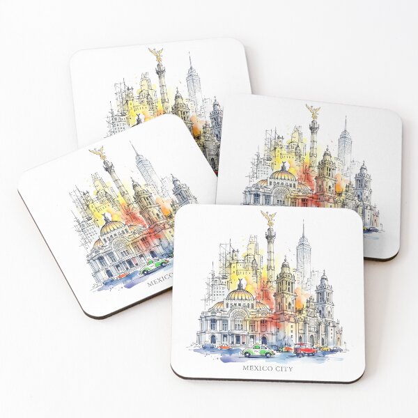 Item preview, Mexico City Architectural Watercolor Skyline designed and sold by EdwinkOne.