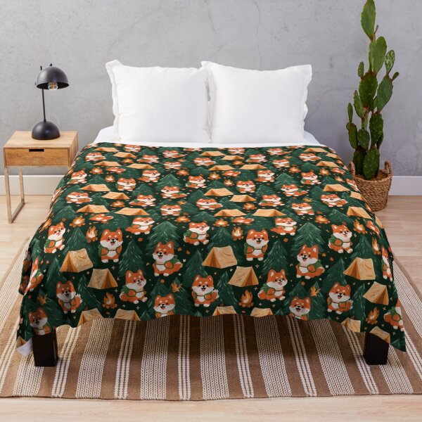 Item preview, Shiba Inu Camping Dog Forest Adventure Kawaii designed and sold by NicolasGlowArt.