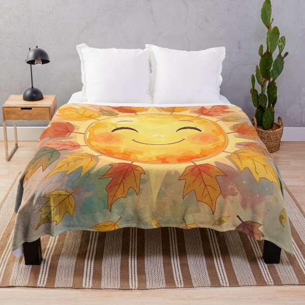 Item preview, Cute Autumn Sun with Maple Leaves designed and sold by Lightworker11.