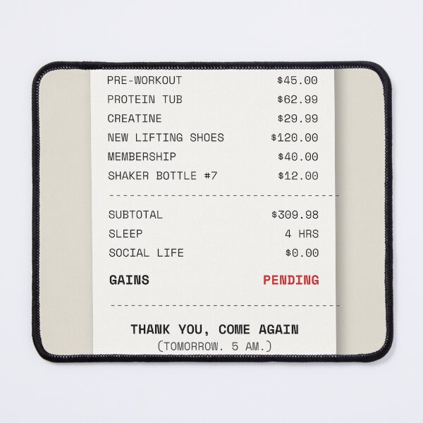 Item preview, Gym Receipt Gains Pending Funny Workout designed and sold by LoudWallz.