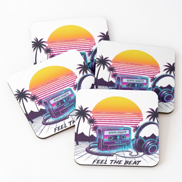 Item preview, Feel The Beat | Retro 80s Cassette & Headphones Synthwave designed and sold by scarben.