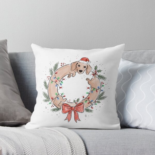 Item preview, Dachshund Christmas Wreath (Tan Sausage) designed and sold by khuship.