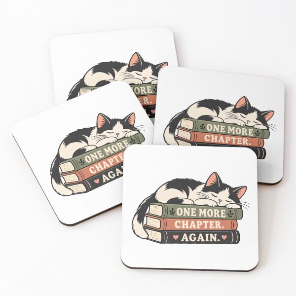 Item preview, One More Chapter Again Sleeping Cat - Cozy Bookish Bookworm Sticker designed and sold by VYBEHAUS.