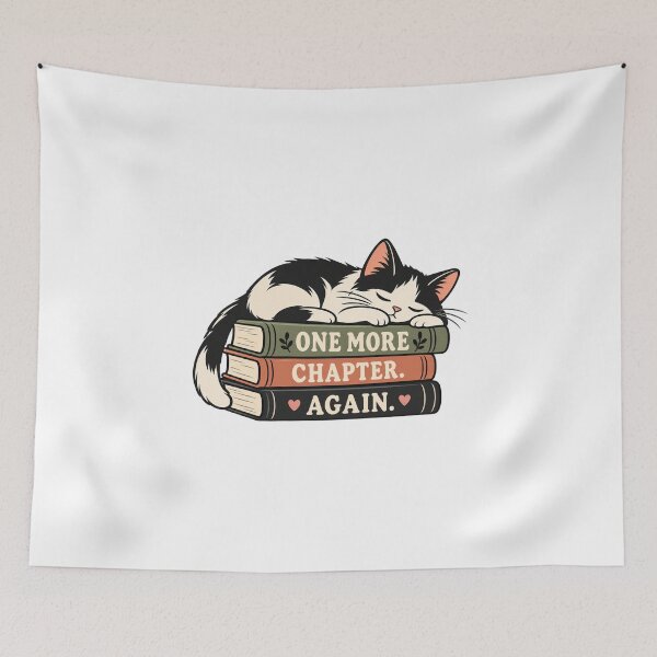 Item preview, One More Chapter Again Sleeping Cat - Cozy Bookish Bookworm Sticker designed and sold by VYBEHAUS.